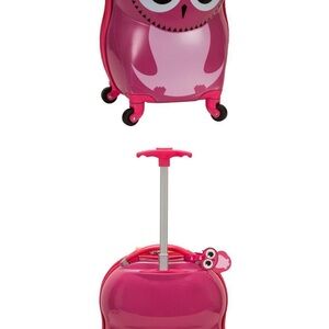 Pink Owl Kids Rolling Suitcase